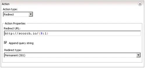 Permanent redirect configuration