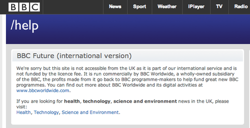 Accessing a restricted BBC site from the UK